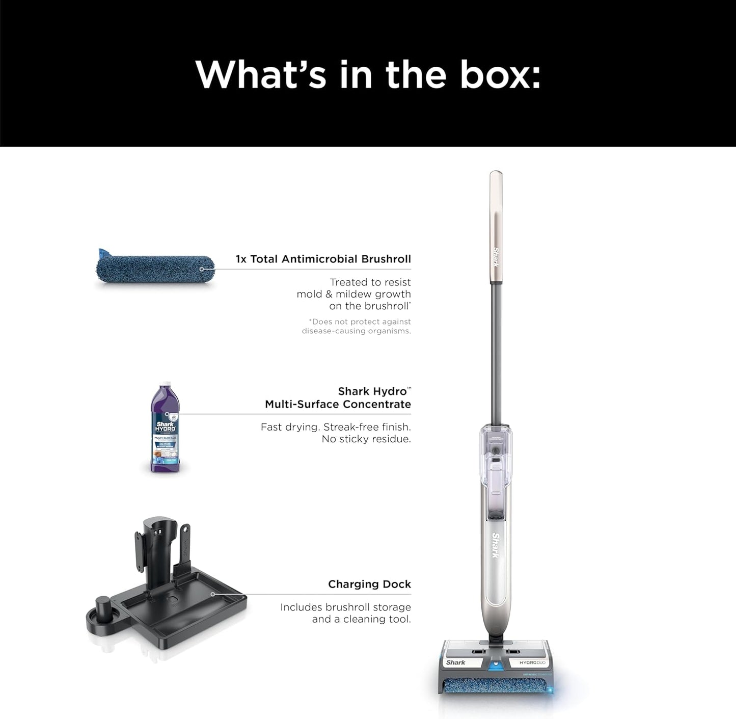 Shark HydroDuo Vacuum Mop Combo - Hydroduo with Dirt-Reveal Technology, Cordless, Everyday Hard Floor Cleaning System, Wet & Dry Debris Pickup, Mops & Scrubs All at Once, Hardwood, Tile, Laminate & Stone, Stone Metallic, WW201