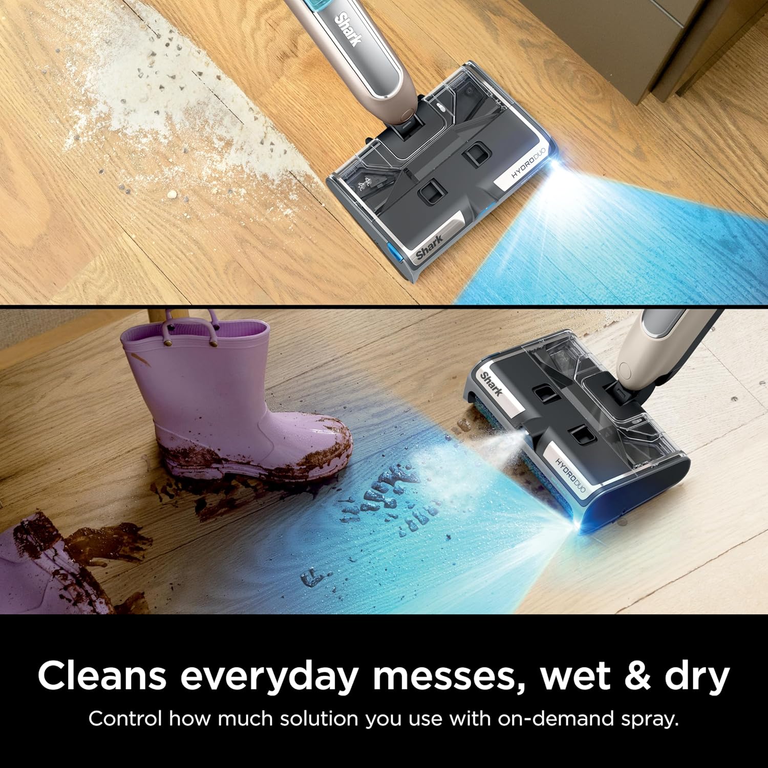Shark HydroDuo Vacuum Mop Combo - Hydroduo with Dirt-Reveal Technology, Cordless, Everyday Hard Floor Cleaning System, Wet & Dry Debris Pickup, Mops & Scrubs All at Once, Hardwood, Tile, Laminate & Stone, Stone Metallic, WW201