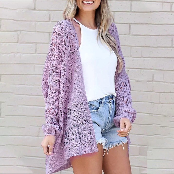 Lightweight Summer Fall Cardigan for Women Spring Open Front Long Batwing Sleeve Netted Crochet Cardigans Sweaters