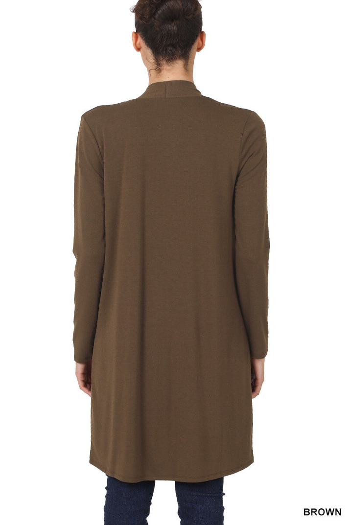 Womens Long Open Front Slouchy Cardigan Sweater Sleeve Pockets Loose Drape