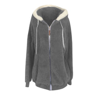 Winter Coats for Women  Womens Warm Thick Faux Plush Coat, Outdoor plus Size Thicken Hooded Jacket, Winter Zipper Overcoat Outerwear Dark Gray 4XL
