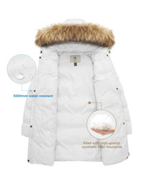Women'S Puffer Jacket Warm Winter Coat Hooded Waterproof Puffer Jacket White M