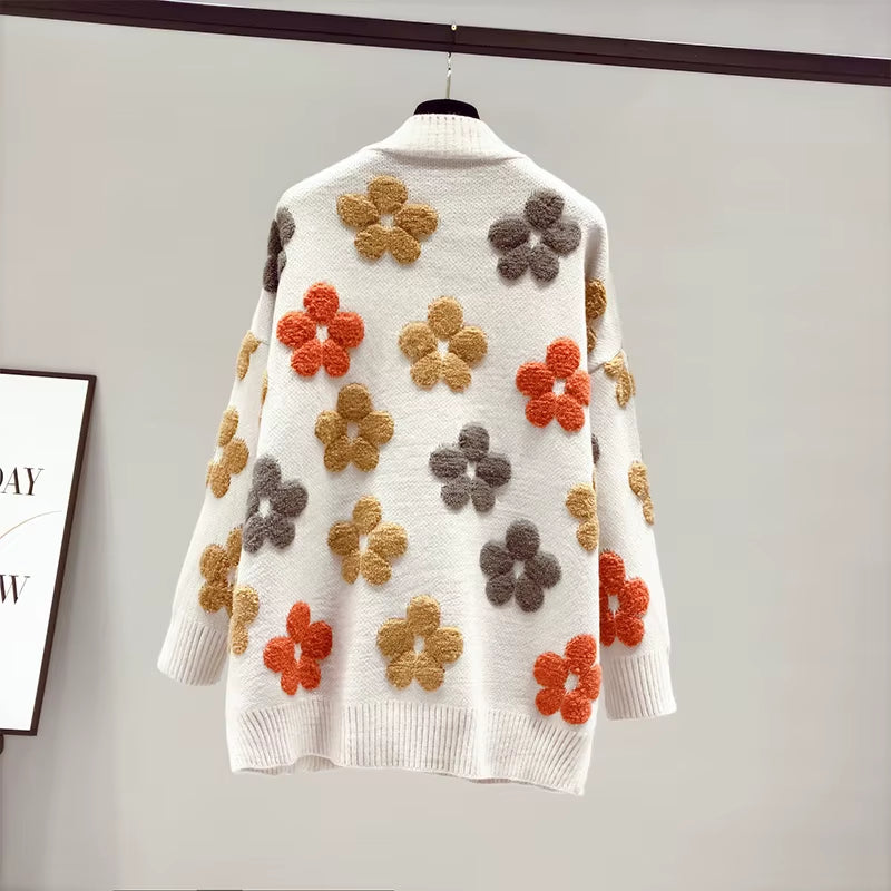 2023 Spring and Autumn Fashion New Women'S Knitted Long-Sleeved V-Neck Sweater Cardigan Jacket Women Loose Western Style