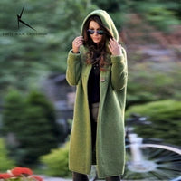 New Cashmere Cardigan in Autumn and Winter Women'Sloose Long Sleeve Sweater Solid Color Knitted Long Thickened Top