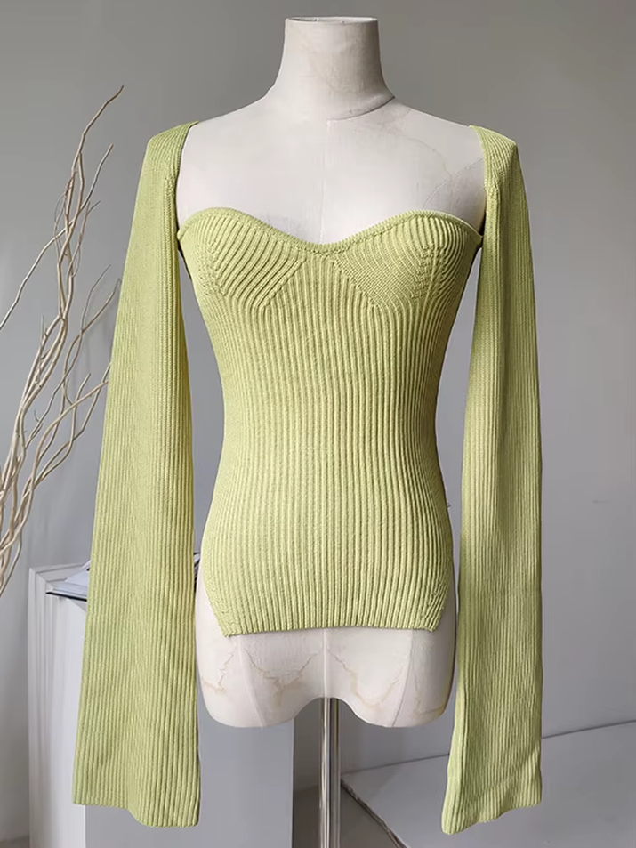 2024 New Autumn and Fit Fashion Women Clothes Cashmere Sqaure Collar Full Sleeves Elastic High Waist Sexy Pullover WK080