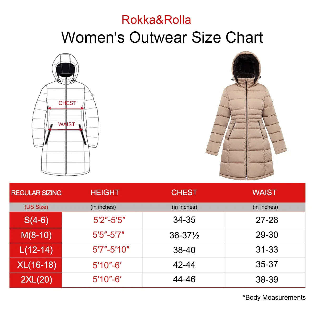 Women'S Heavy Long Winter Coat with Fleece Hood Parka Jacket