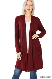Womens Long Open Front Slouchy Cardigan Sweater Sleeve Pockets Loose Drape