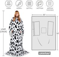 Sherpa Wearable Blanket with Sleeves, Full Body Throw Reading Wrap TV Blankets