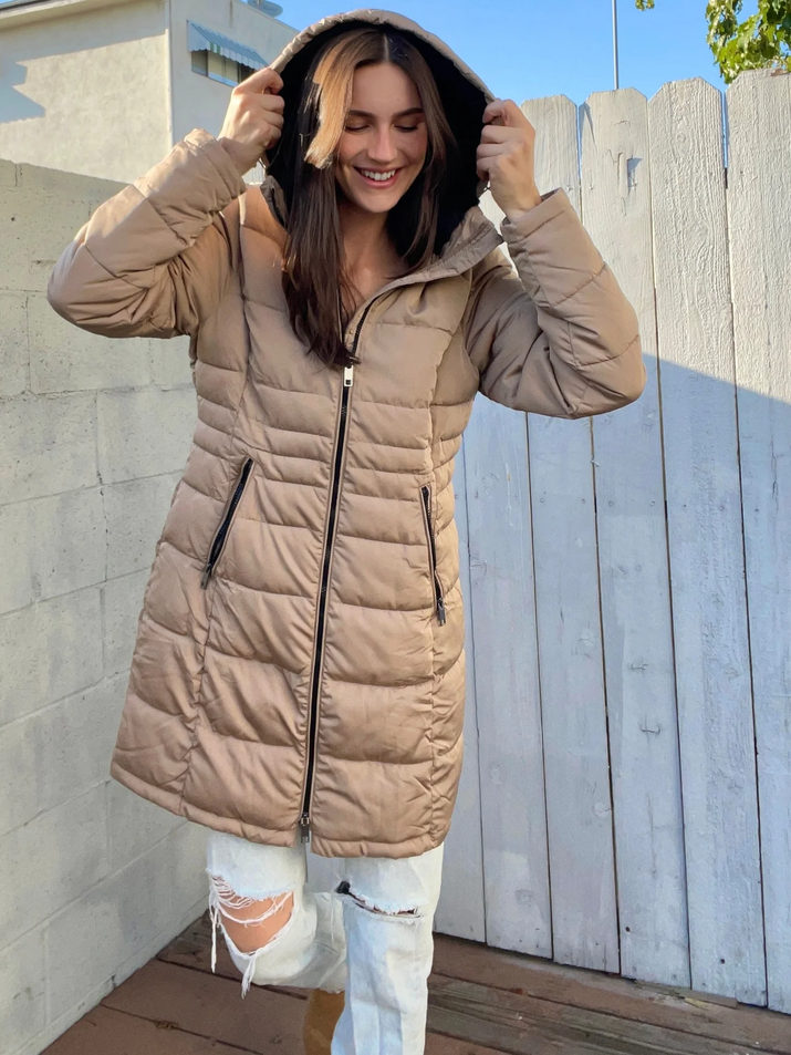Women'S Heavy Long Winter Coat with Fleece Hood Parka Jacket