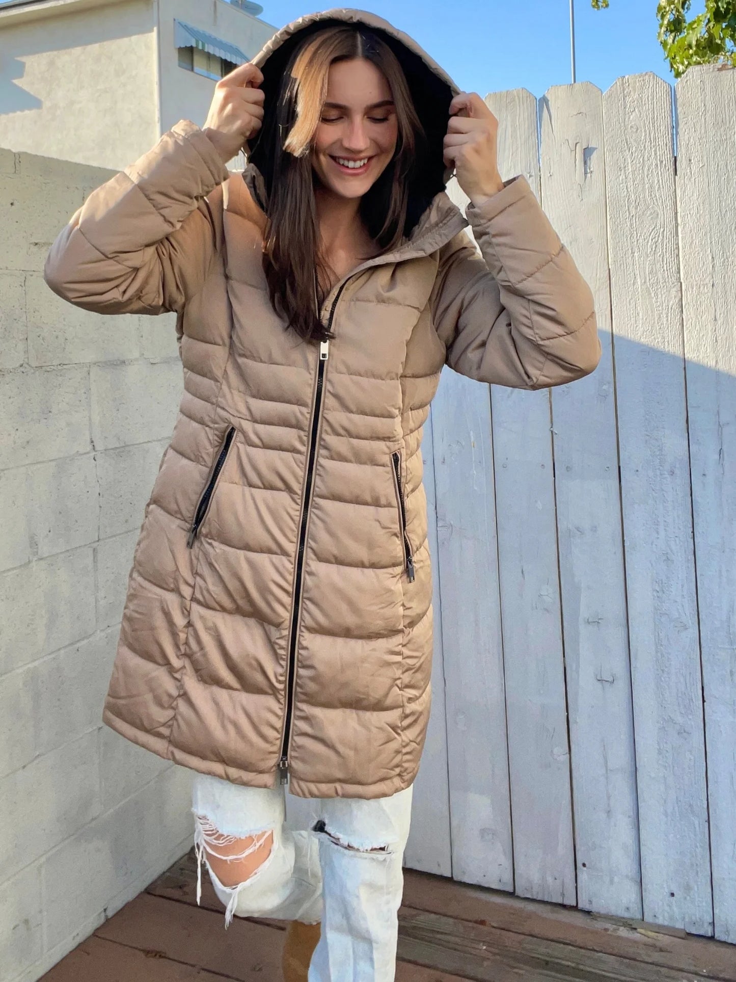 Women'S Heavy Long Winter Coat with Fleece Hood Parka Jacket