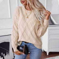 Diamond Pullover Women'S Loose round Neck