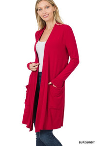 Womens Long Open Front Slouchy Cardigan Sweater Sleeve Pockets Loose Drape