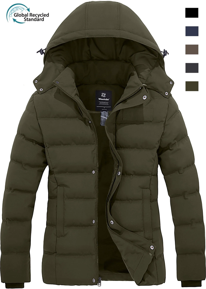 Women'S Winter Coat Quilted Puffy Coats Puffer Jacket Parka with Hood Army Green L