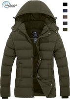 Women'S Winter Coat Quilted Puffy Coats Puffer Jacket Parka with Hood Army Green L