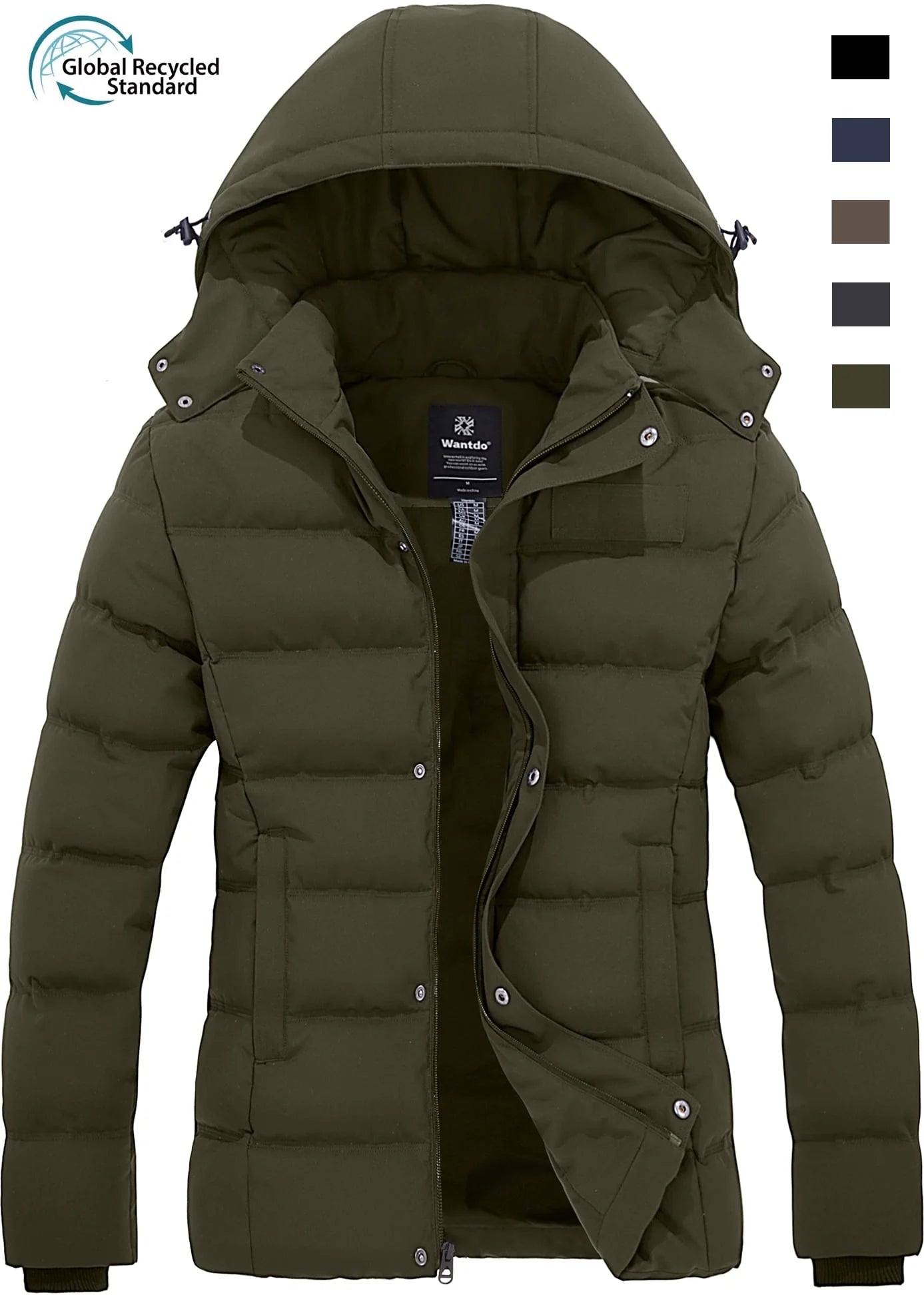 Women'S Winter Coat Quilted Puffy Coats Puffer Jacket Parka with Hood Army Green L