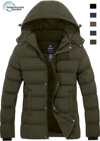 Women'S Winter Coat Quilted Puffy Coats Puffer Jacket Parka with Hood Army Green L