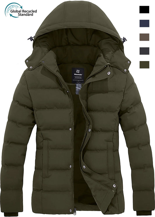 Women'S Winter Coat Quilted Puffy Coats Puffer Jacket Parka with Hood Army Green L