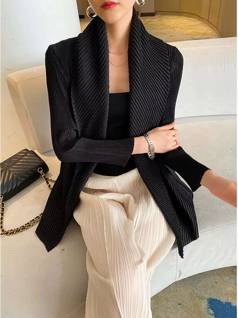 Short Pleated Trench Top Women 2025 Spring New Versatile Solid Color Loose Cardigan Fashion Coat Women'S Fashion 2C788