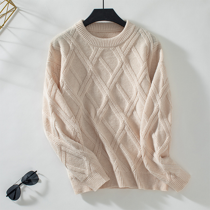 Diamond Pullover Women'S Loose round Neck