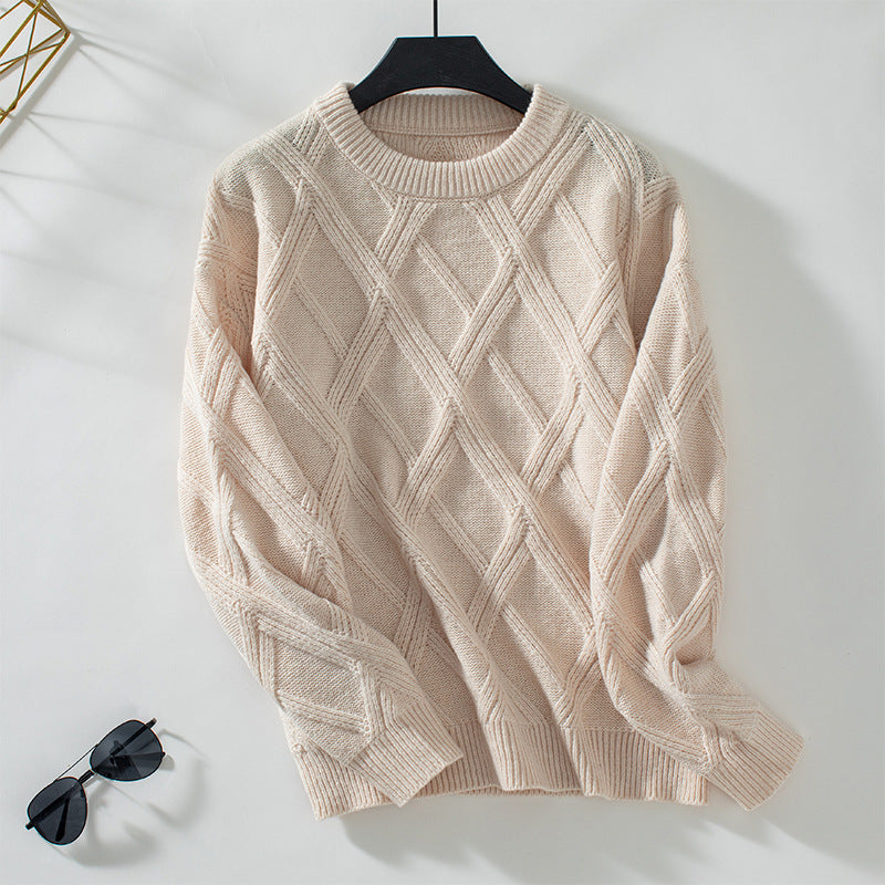 Diamond Pullover Women'S Loose round Neck