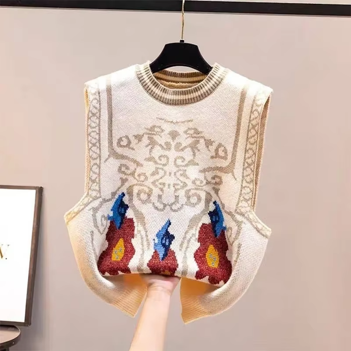 Sweater Vest V-Neck Argyle Crop Tops Chic Preppy Style Knitted Students Harajuku Vintage Streetwear Slim Leisure Fashion Women