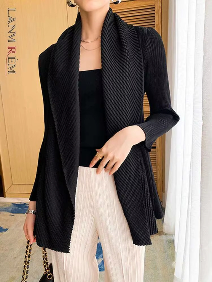 Short Pleated Trench Top Women 2025 Spring New Versatile Solid Color Loose Cardigan Fashion Coat Women'S Fashion 2C788