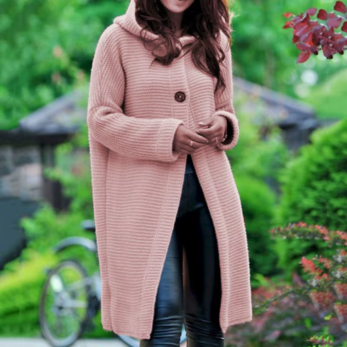 New Cashmere Cardigan in Autumn and Winter Women'Sloose Long Sleeve Sweater Solid Color Knitted Long Thickened Top