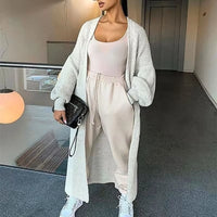 Solid Knitted Oversized Long Cardigan Sweaters for Women Fashion Casual Coat Pink White Outwear Dropshipping D48-FA56