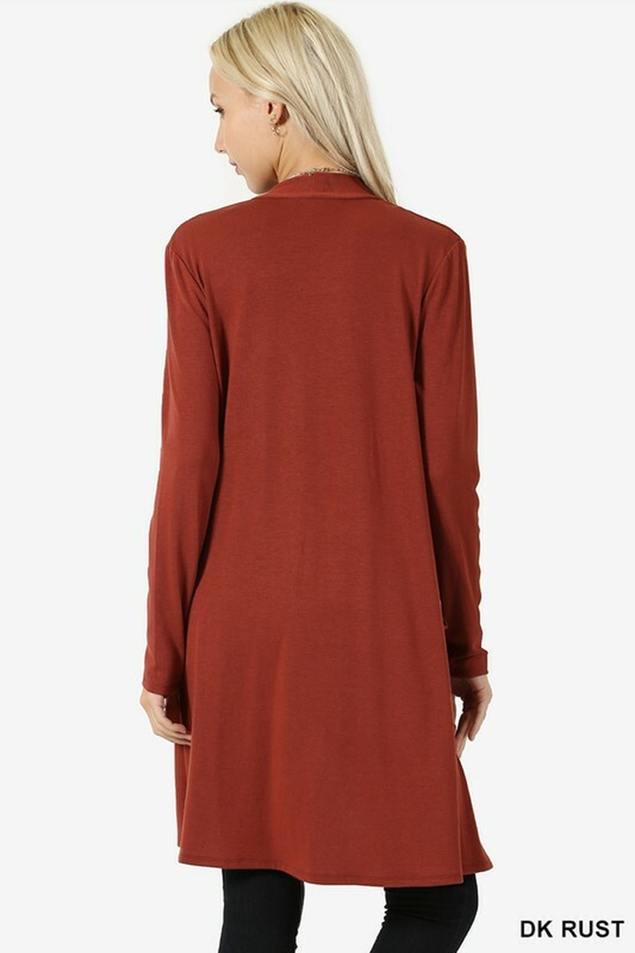 Womens Long Open Front Slouchy Cardigan Sweater Sleeve Pockets Loose Drape