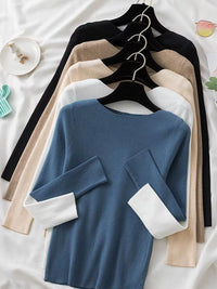Women Sweaters Slim Knitted Pullovers High Quality Simplicity Warm Sweater Female O-Neck Basic Solid Casual Top