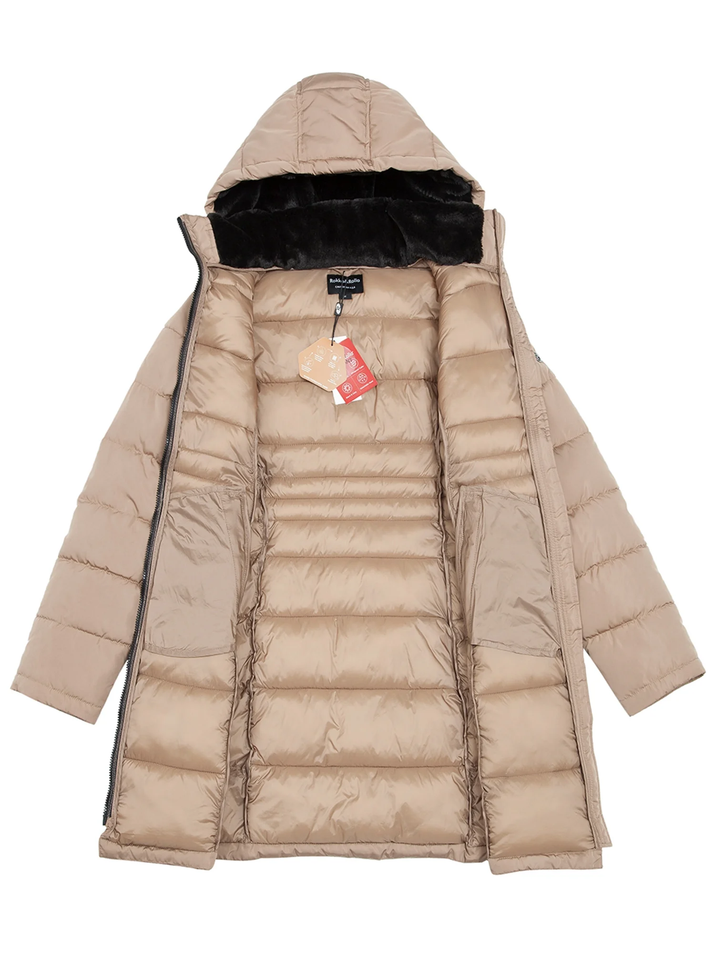 Women'S Heavy Long Winter Coat with Fleece Hood Parka Jacket