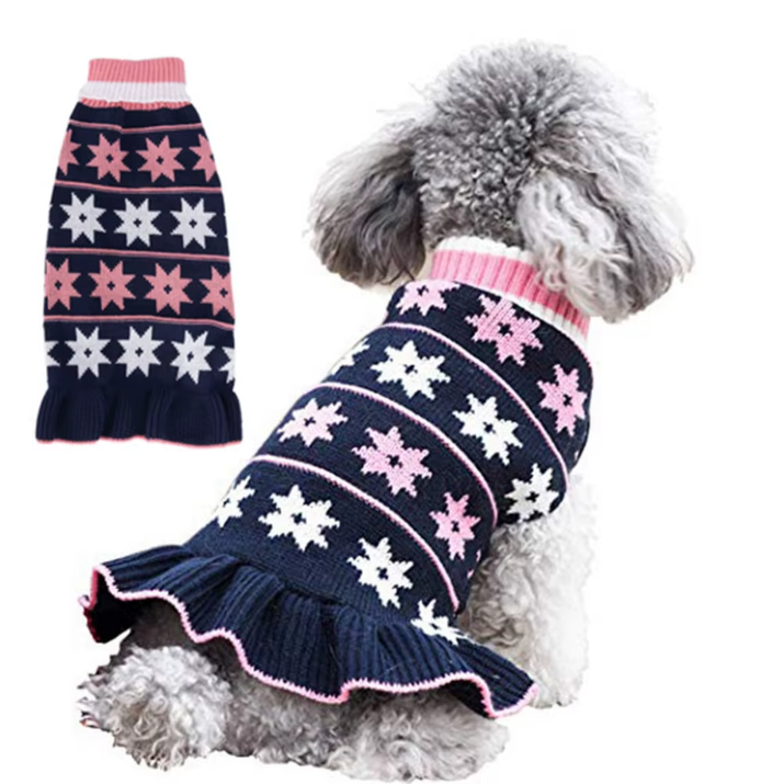 Warm Pet Dog Dresses for Small Dogs Sweater Puppy Cat Dress Shih Tzu Dachshund Clothes Pets Clothing Skirt Roupa Cachorro
