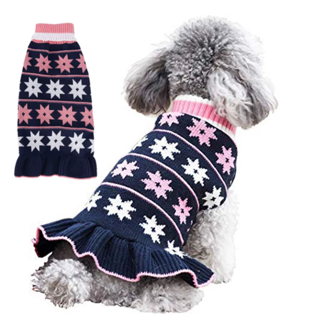 Warm Pet Dog Dresses for Small Dogs Sweater Puppy Cat Dress Shih Tzu Dachshund Clothes Pets Clothing Skirt Roupa Cachorro