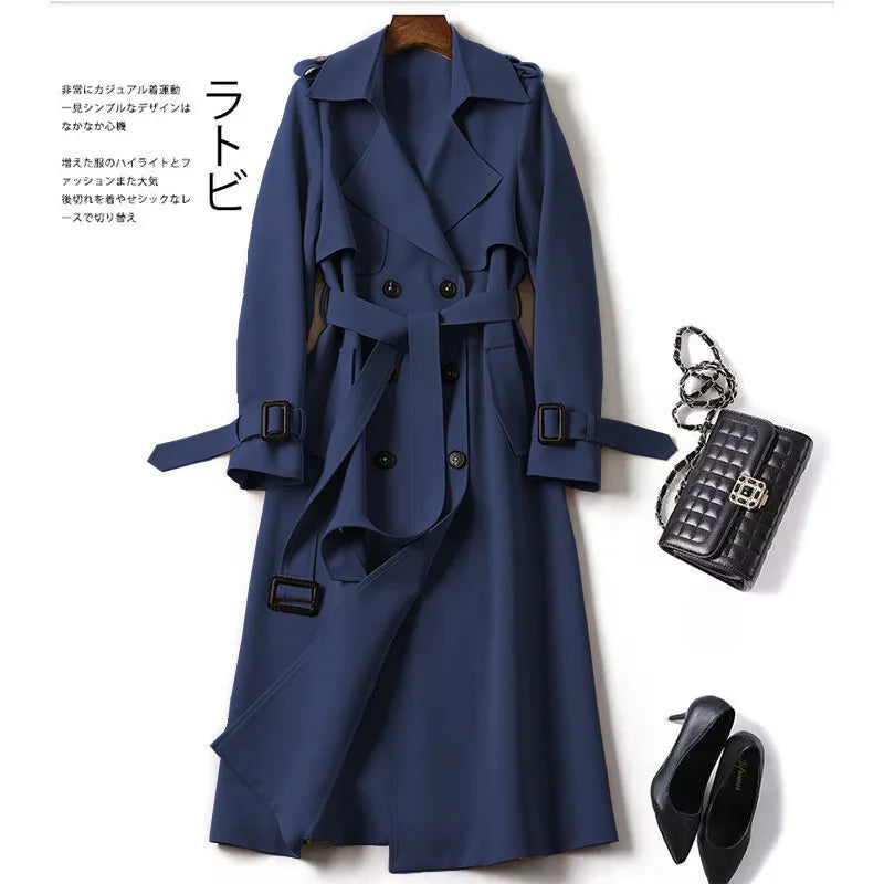 Autumn Winter Long Sleeve Trench Coat for Women 2024 Fashion Loose Office Lady Long Outerwears Jacket Coats Female Clothing