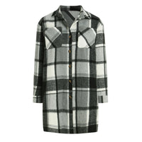 Women Plaid Shacket Jacket Lapel Long Sleeve Button down Flannel Shirts Coat Pockets Loose Casual Outerwears 2024 Fall Clothes