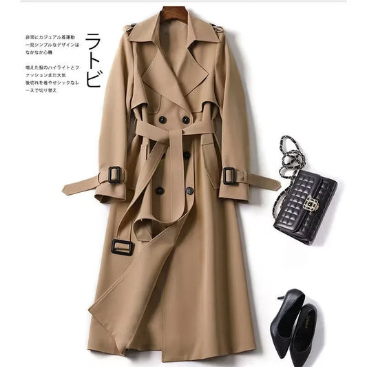 Autumn Winter Long Sleeve Trench Coat for Women 2024 Fashion Loose Office Lady Long Outerwears Jacket Coats Female Clothing