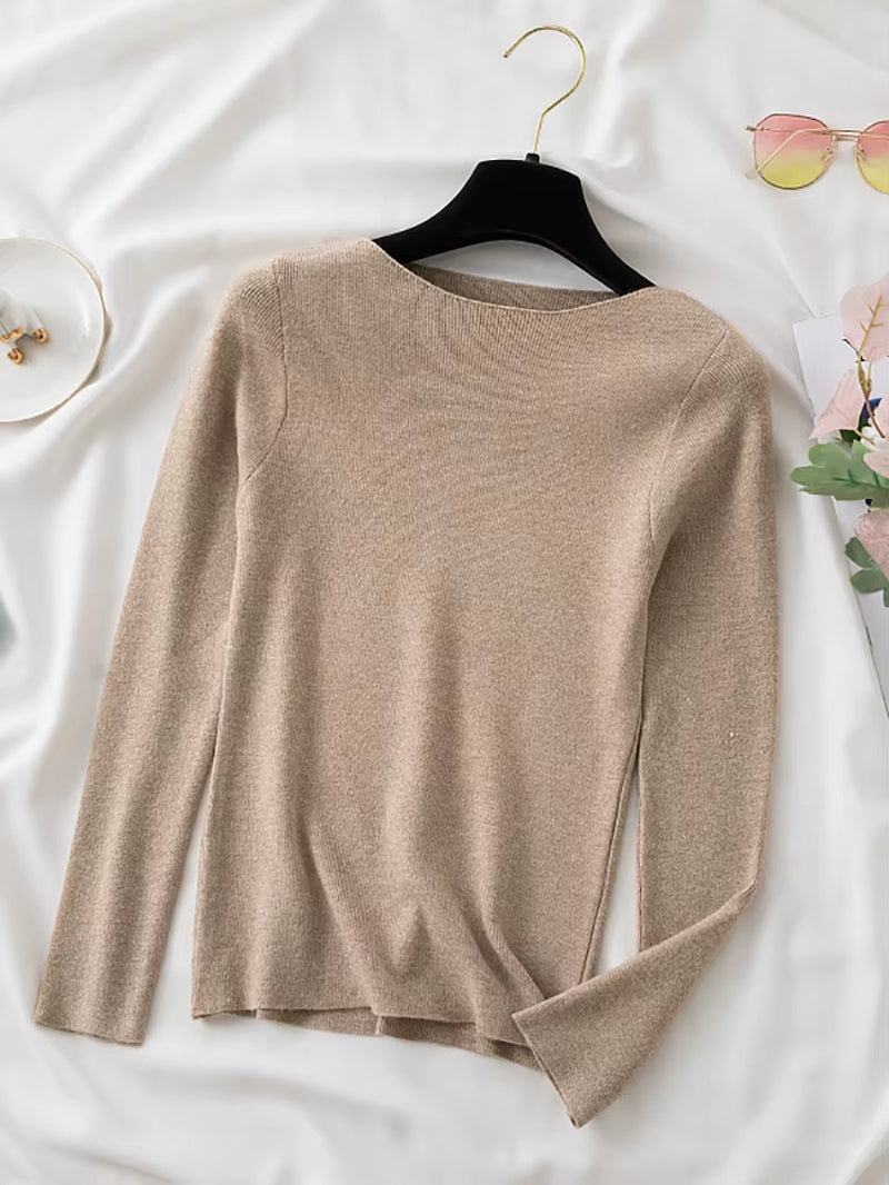 Women Sweaters Slim Knitted Pullovers High Quality Simplicity Warm Sweater Female O-Neck Basic Solid Casual Top