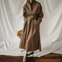 Autumn New Shirt Dresses 2025 Casual Korean Turn-Down Collar Loose Solid Color Bandage Pockets Women Dress