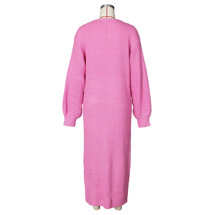 Solid Knitted Oversized Long Cardigan Sweaters for Women Fashion Casual Coat Pink White Outwear Dropshipping D48-FA56
