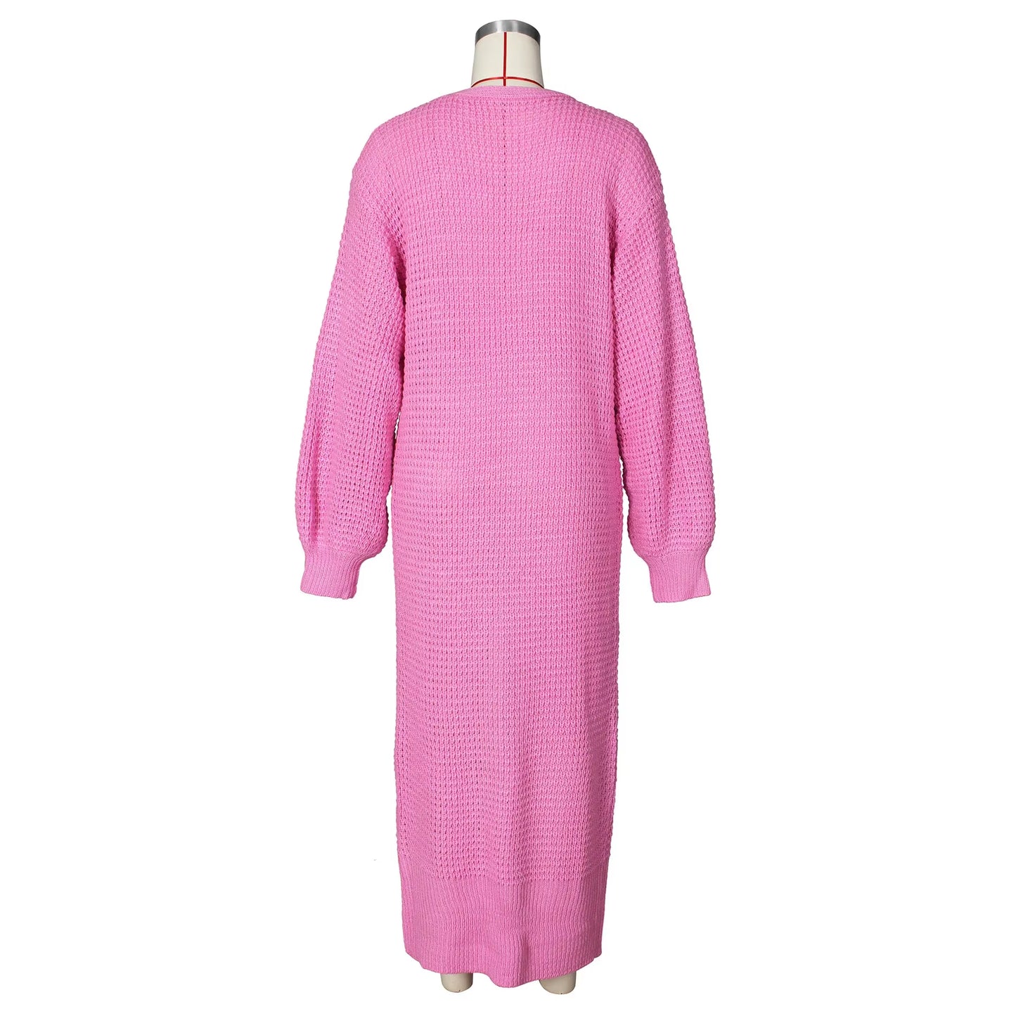 Solid Knitted Oversized Long Cardigan Sweaters for Women Fashion Casual Coat Pink White Outwear Dropshipping D48-FA56