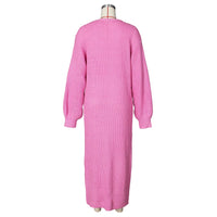 Solid Knitted Oversized Long Cardigan Sweaters for Women Fashion Casual Coat Pink White Outwear Dropshipping D48-FA56