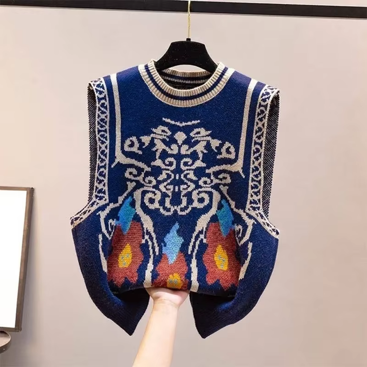 Sweater Vest V-Neck Argyle Crop Tops Chic Preppy Style Knitted Students Harajuku Vintage Streetwear Slim Leisure Fashion Women