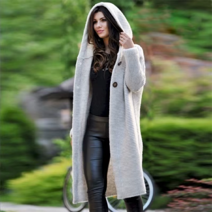 New Cashmere Cardigan in Autumn and Winter Women'Sloose Long Sleeve Sweater Solid Color Knitted Long Thickened Top