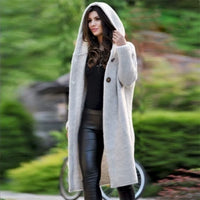 New Cashmere Cardigan in Autumn and Winter Women'Sloose Long Sleeve Sweater Solid Color Knitted Long Thickened Top