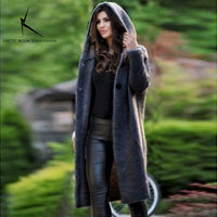 New Cashmere Cardigan in Autumn and Winter Women'Sloose Long Sleeve Sweater Solid Color Knitted Long Thickened Top