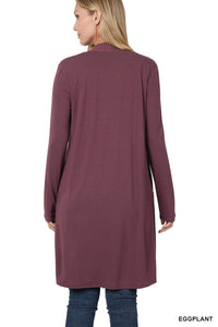 Womens Long Open Front Slouchy Cardigan Sweater Sleeve Pockets Loose Drape
