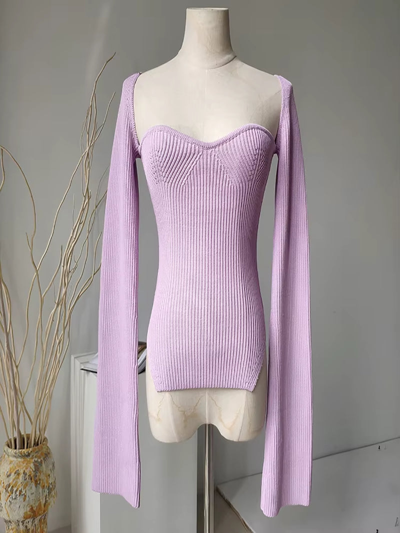 2024 New Autumn and Fit Fashion Women Clothes Cashmere Sqaure Collar Full Sleeves Elastic High Waist Sexy Pullover WK080