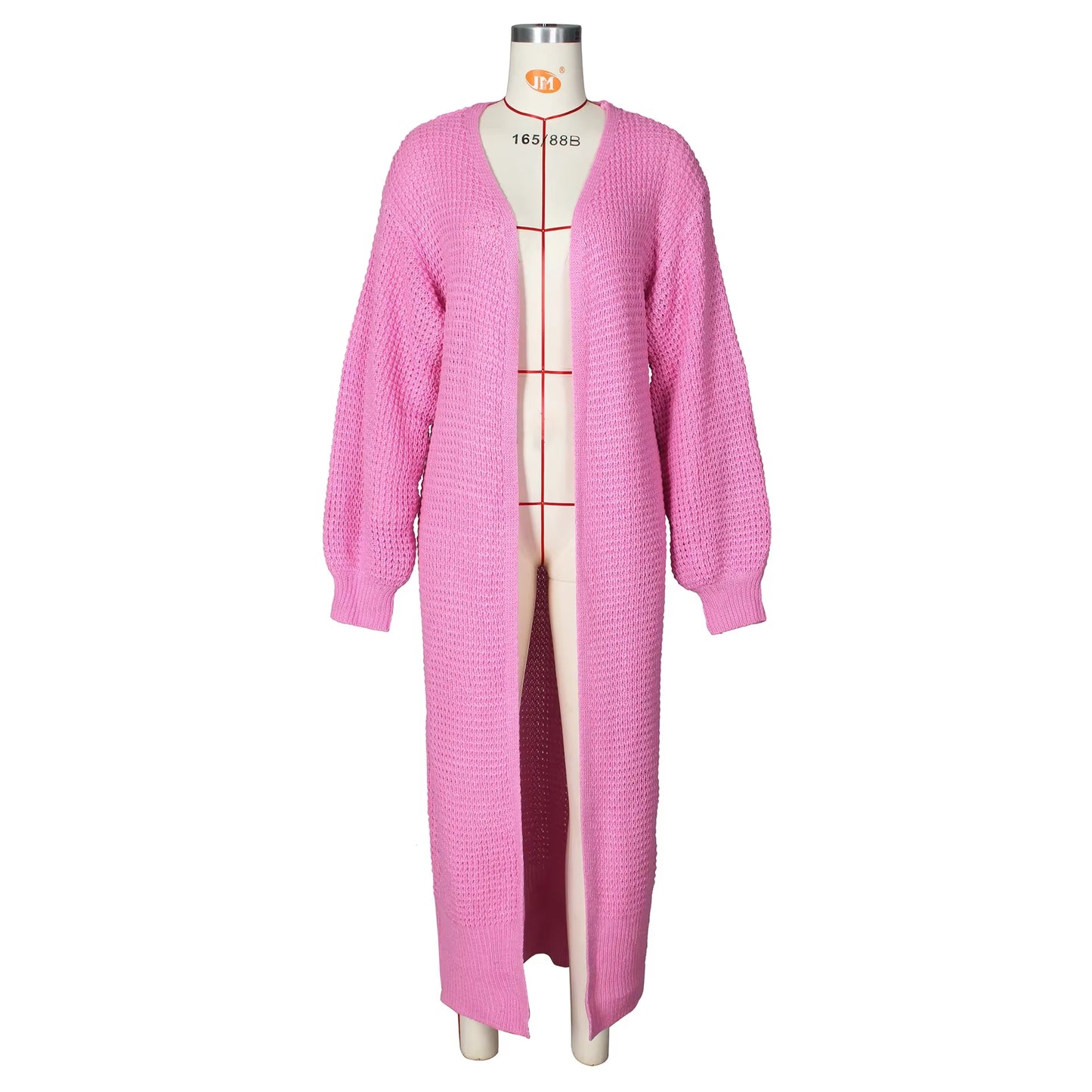 Solid Knitted Oversized Long Cardigan Sweaters for Women Fashion Casual Coat Pink White Outwear Dropshipping D48-FA56
