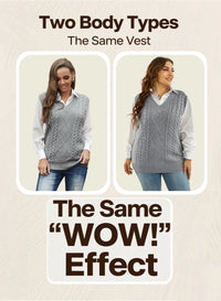 Women'S Khaki Cable Knit Sweater Vest Sleeveless Pullover Top US 12-14(L)