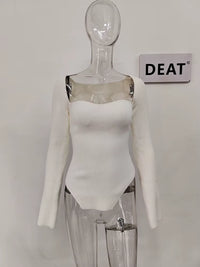 2024 New Autumn and Fit Fashion Women Clothes Cashmere Sqaure Collar Full Sleeves Elastic High Waist Sexy Pullover WK080